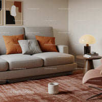 Modern Living Room with Rust Orange Cushions and Scandinavian Interior