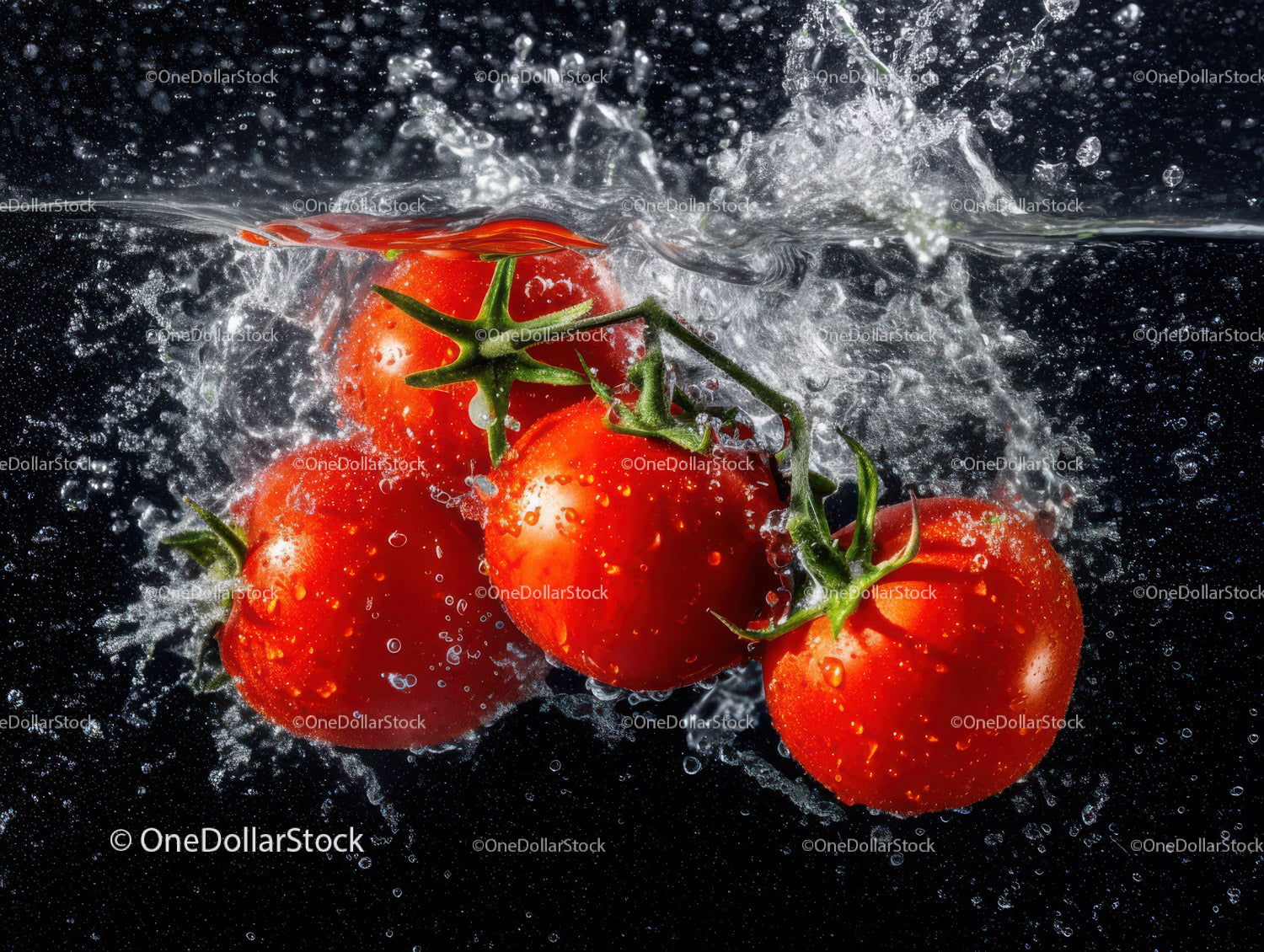 Fresh Cherry Tomatoes Splashing in Water