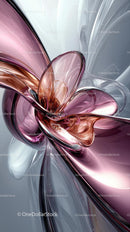 Elegant Abstract Glass Sculpture in Pink and Silver Tones