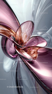 Elegant Abstract Glass Sculpture in Pink and Silver Tones