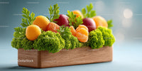 Fresh Fruit Basket with Oranges Apples Tangerines and Lettuce