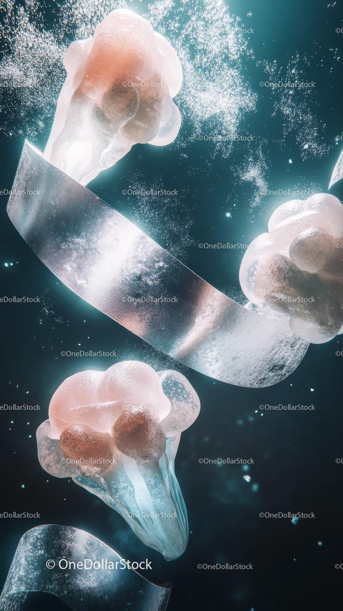 Bioluminescent Jellyfish in Deep Ocean Underwater Scene