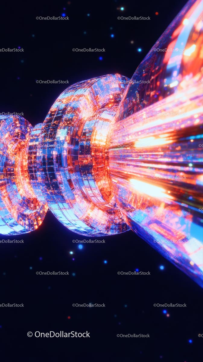 Futurystyczne sfery cyfrowe ze smugami światła w cybernetycznym środowisku