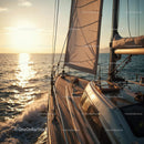 Luxury Sailing Yacht on Calm Sea at Sunset