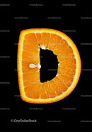 Orange Slice Shaped Like Letter D on Black Background