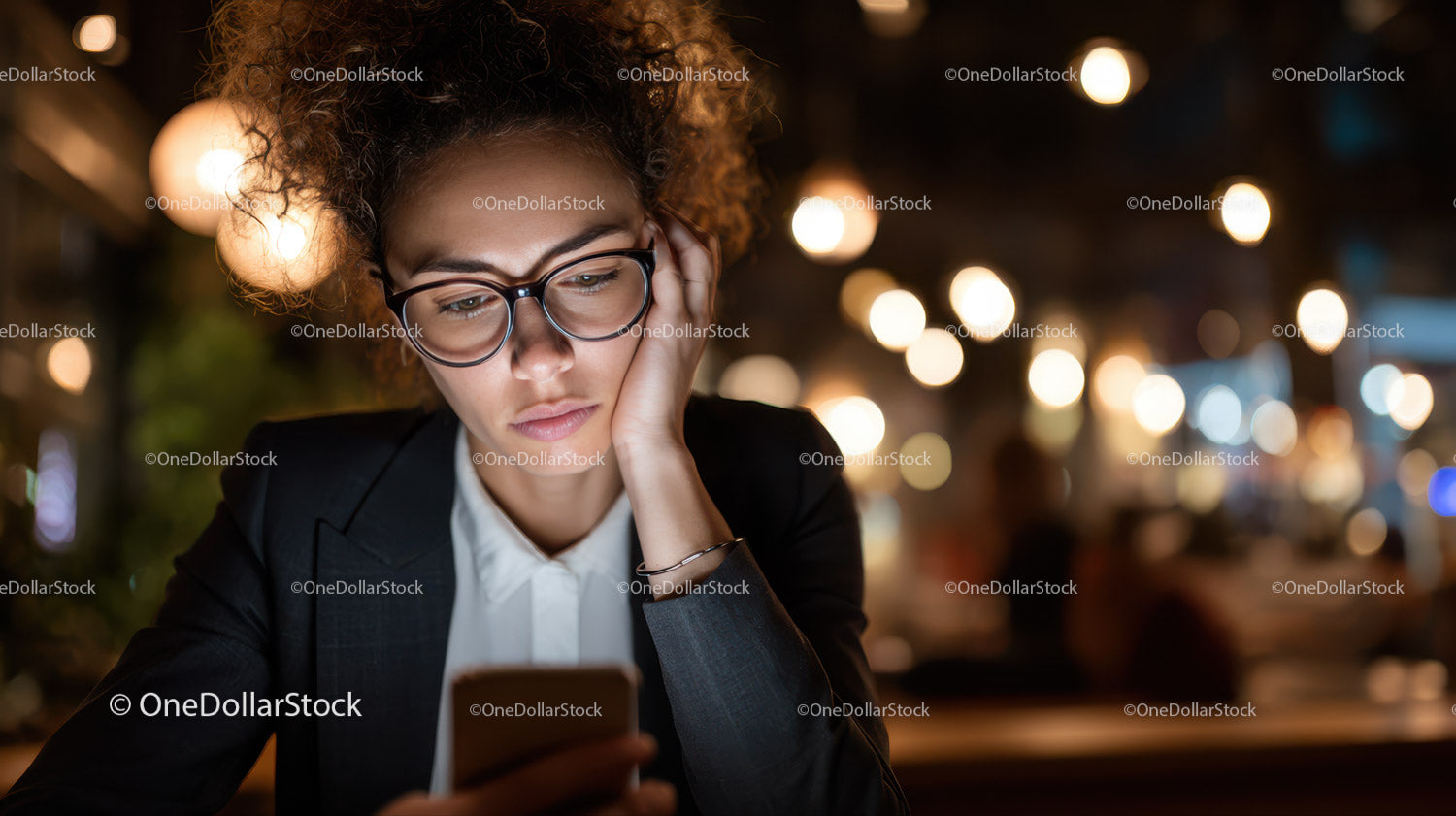 Biznesmenka rozmawiająca przez smartfon w nocnym miejskim otoczeniu