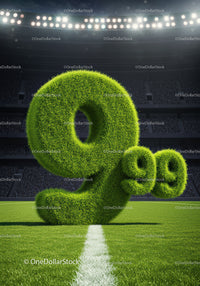 Grass Covered 99 Percent Symbol on Football Field