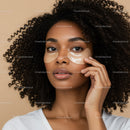 Woman with Curly Hair Applying Under-Eye Skincare Mask