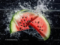 Juicy Watermelon Slice Splashing into Water