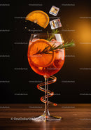 Refreshing Orange Cocktail with Rosemary and Ice Cubes