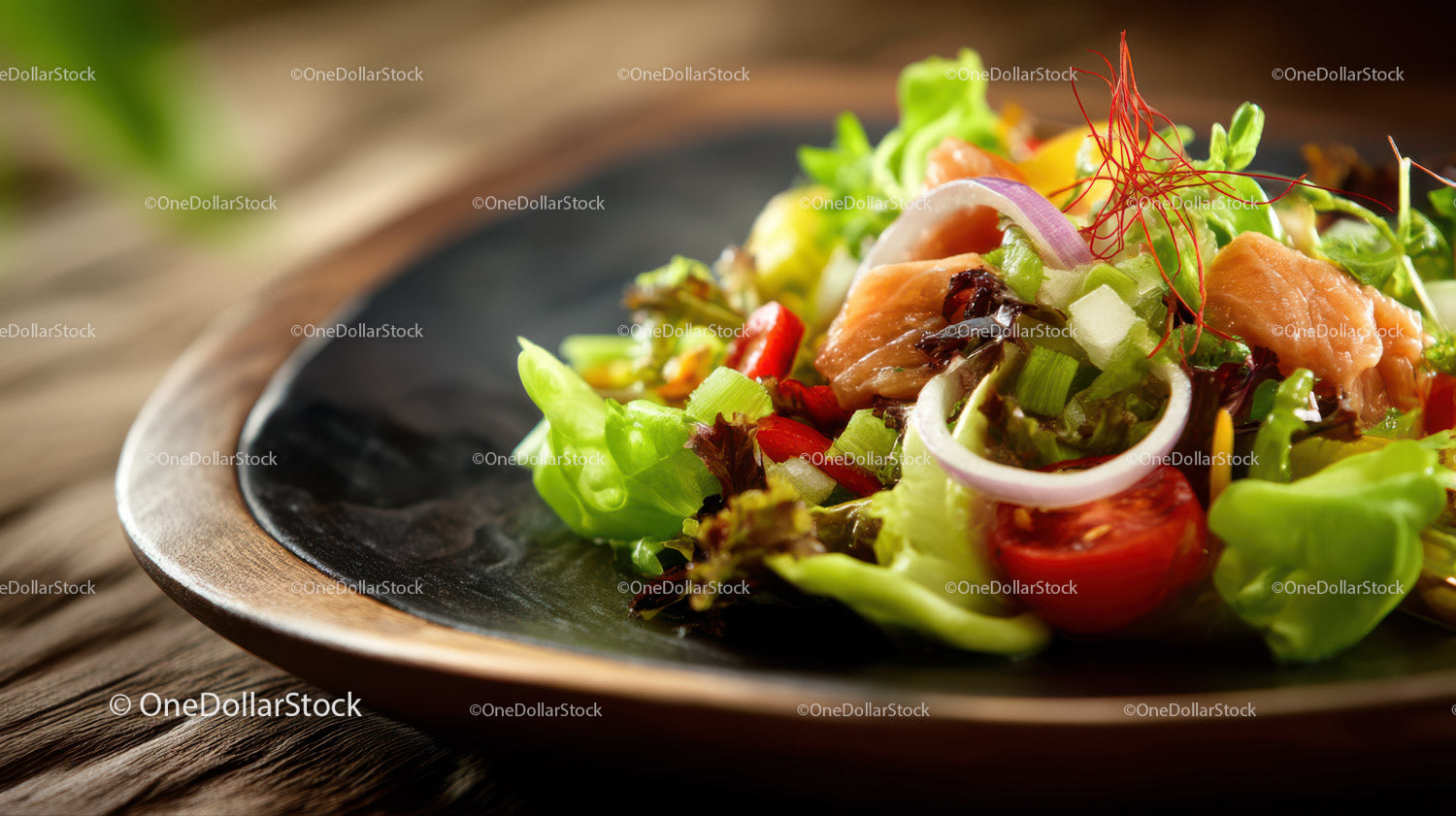 Colorful Fresh Salad with Cherry Tomatoes and Chicken Slices