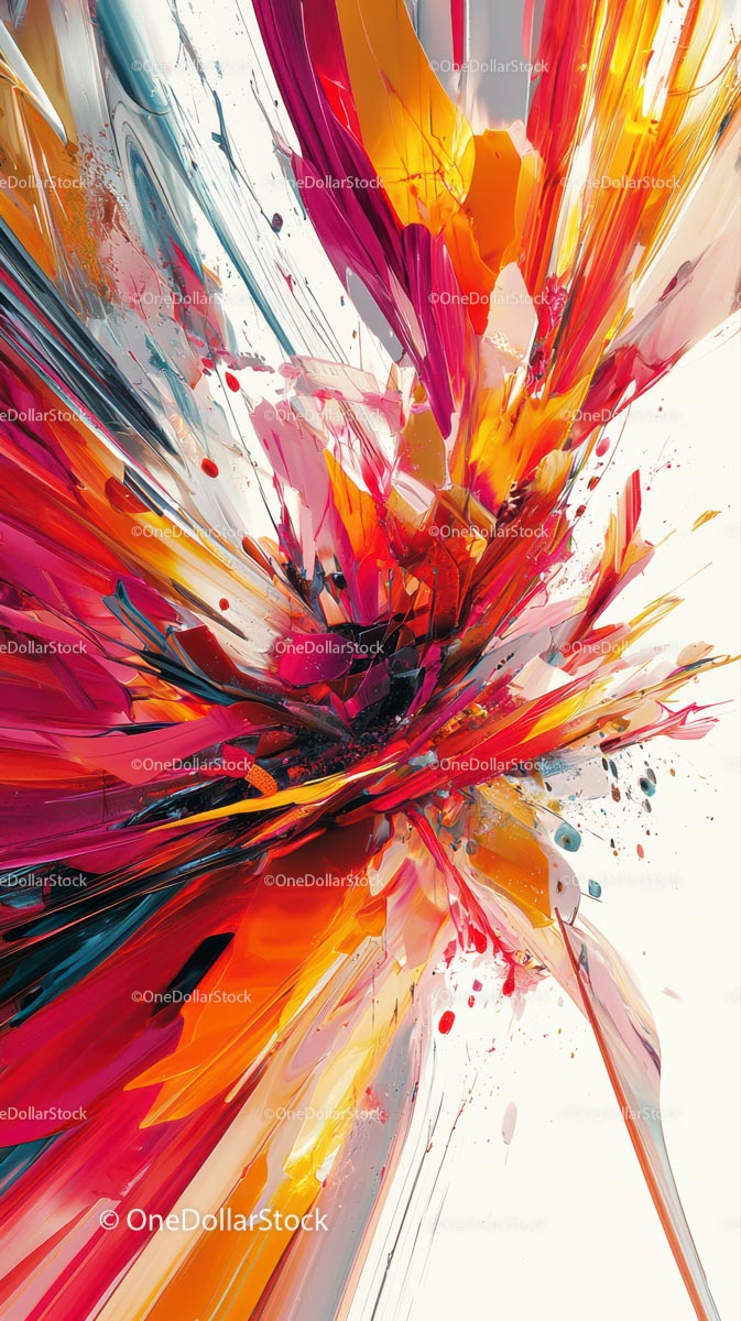 Vibrant Abstract Paint Explosion with Dynamic Colors