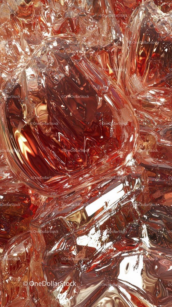 Abstract Metallic Copper Liquid Scene with Glossy Fluid Texture