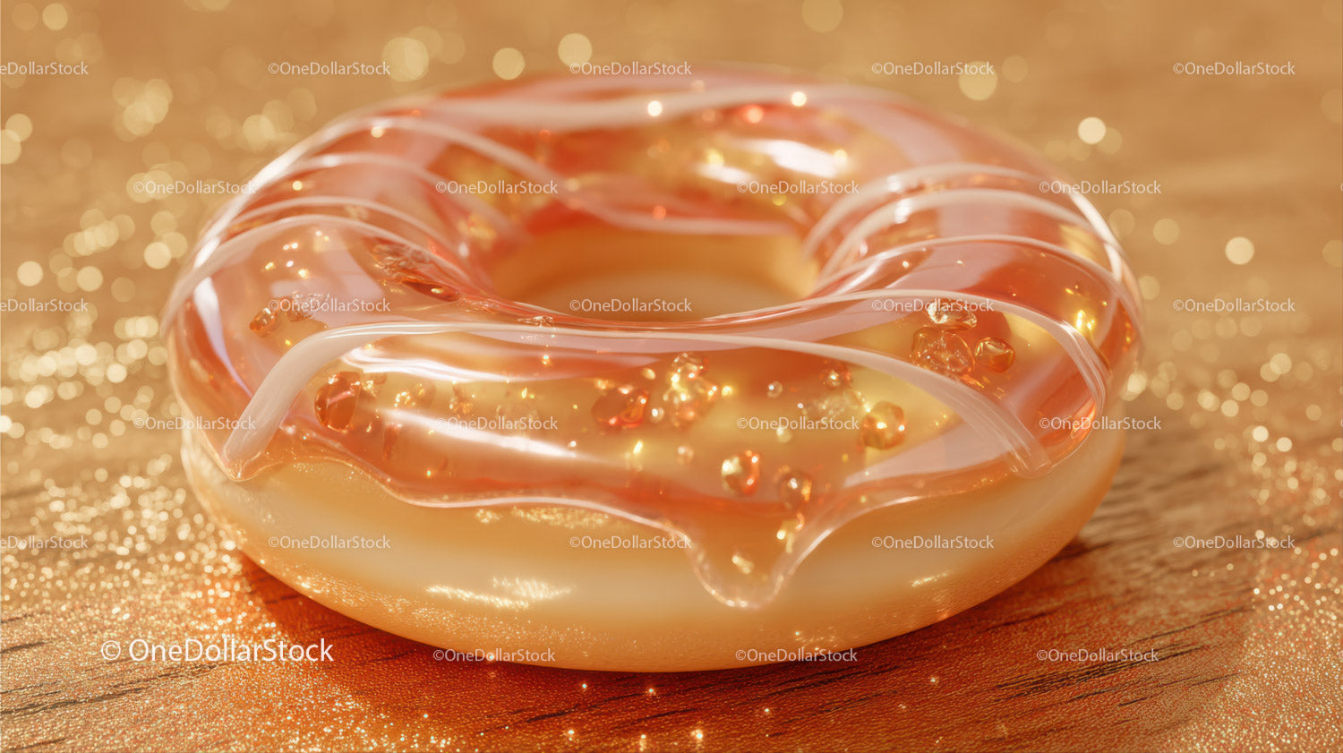 Luxurious Golden Glass Gemstone with Sparkling Glitter in Sunlight