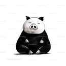 Black Pig Sculpture with Unique Textured Animal Art