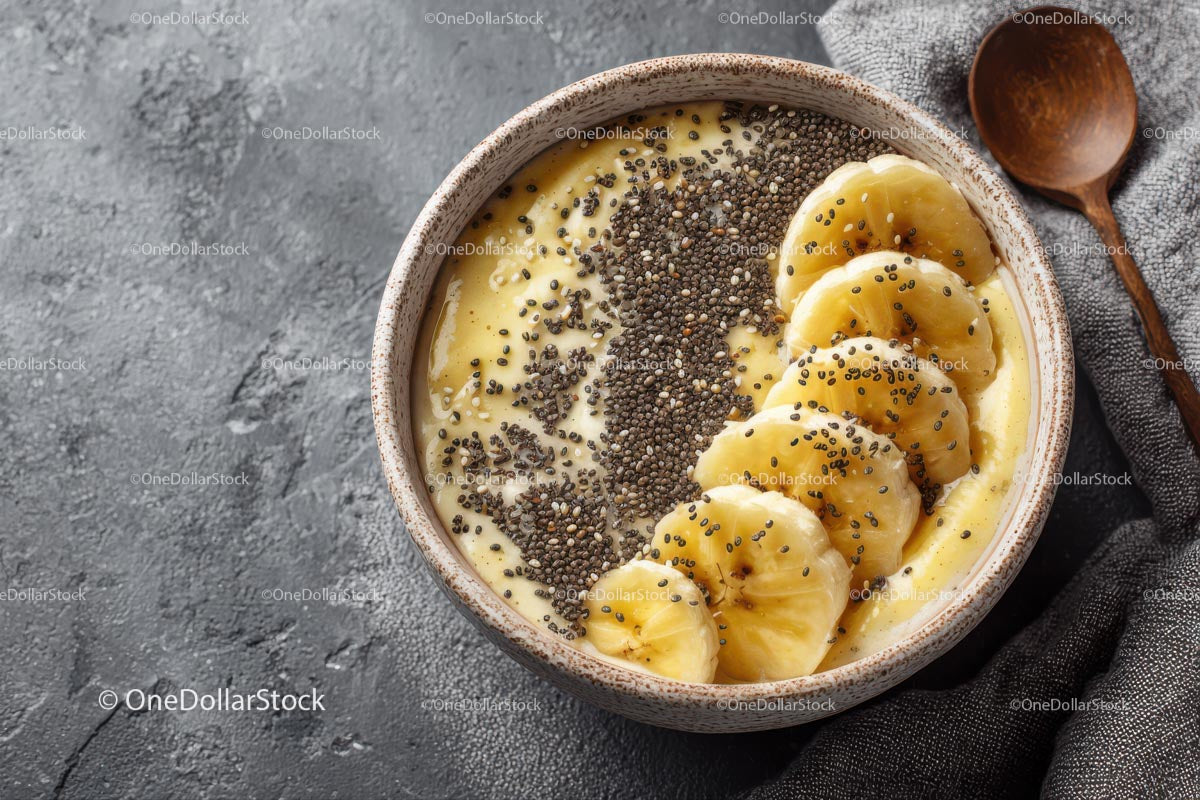 Delicious Tropical Smoothie Bowl with Banana and Chia Seeds
