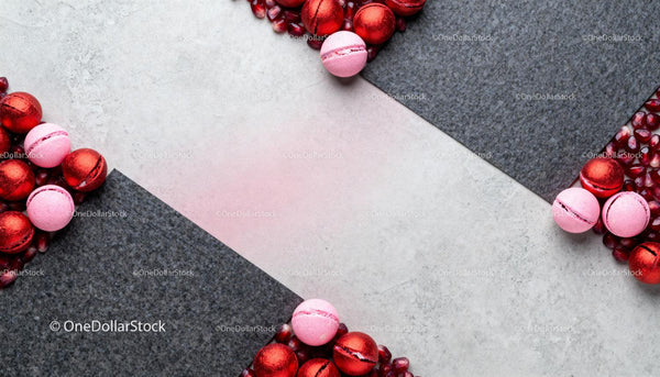 Festive Red and Pink Macarons with Christmas Ornaments