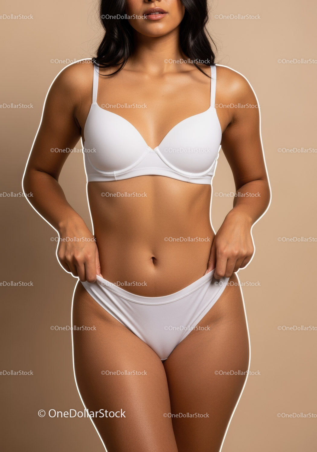 Elegant Woman in White Lingerie Promoting Confidence and Style