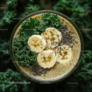 Banana and Kale Smoothie with Chia Seeds in a Glass
