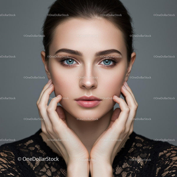 Portrait of a Beautiful Woman with Blue Eyes and Elegant Appearance