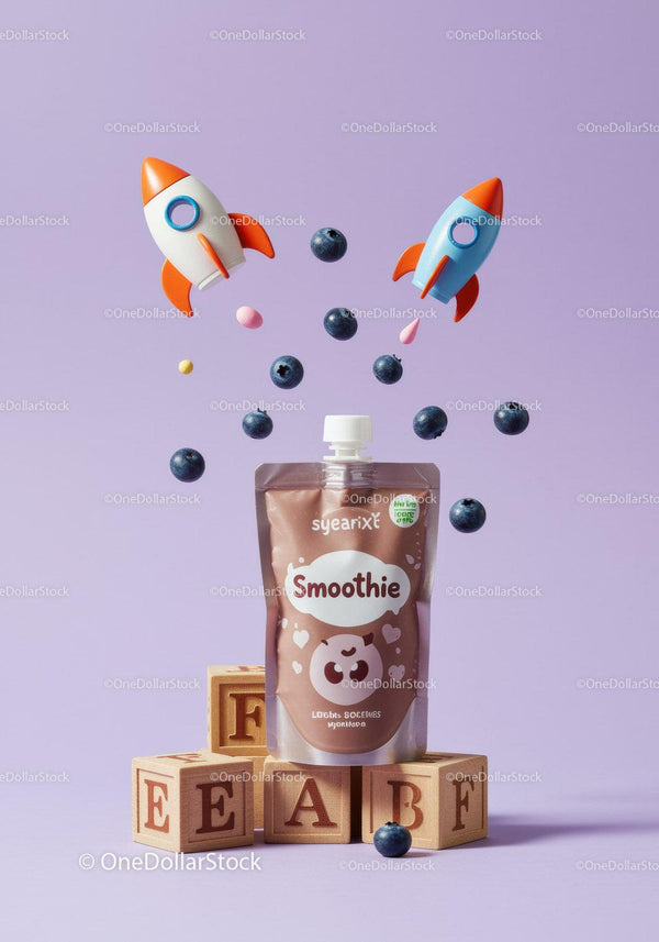 Kids Smoothie Pack with Flying Toy Rockets and Blueberries