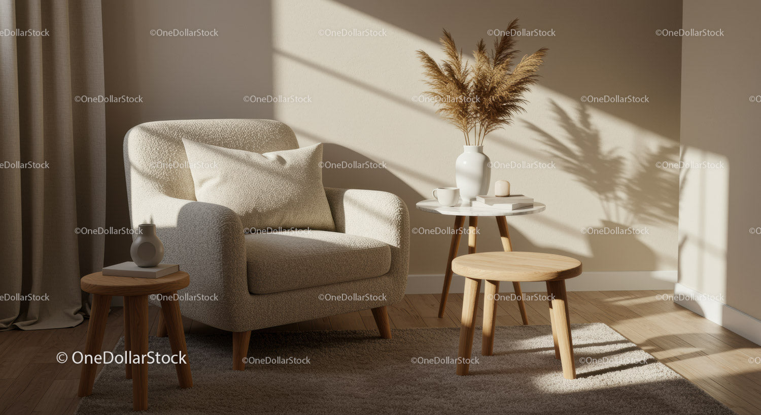 Cozy reading nook with armchair and natural decor