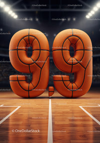 3D Basketball Styled Number 99 on Indoor Court