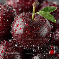 Juicy Ripe Cherry with Water Droplets in Macro Close-Up