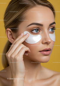 Young Woman Applying Eye Patches for Skincare Routine