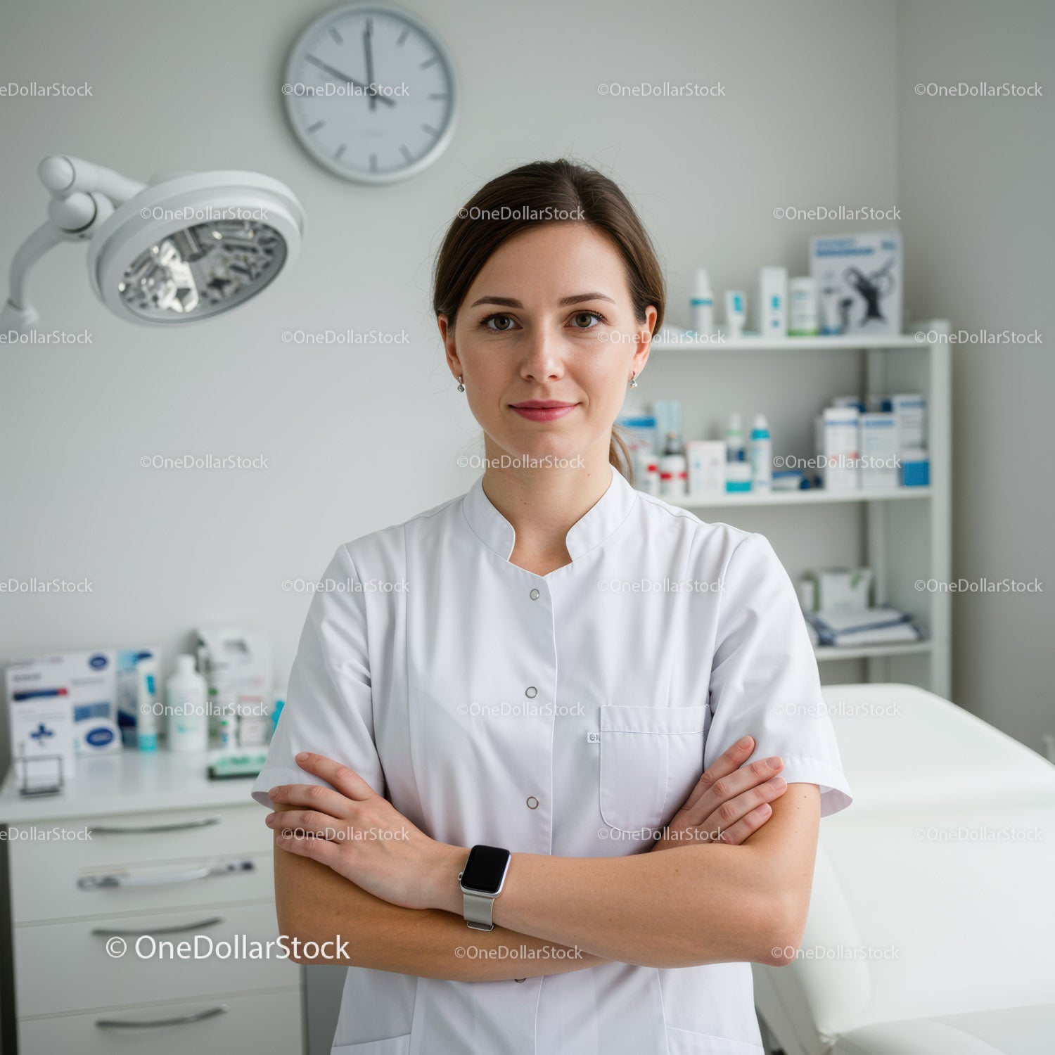 Profesjonalna lekarka w klinice medycznej z pewnym siebie uśmiechem