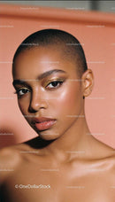 Close up portrait of confident woman with glowing skin