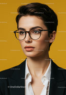Elegant Businesswoman Wearing Stylish Black Glasses Portrait in Modern Style