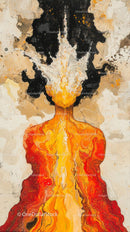 Abstract Lava and Volcano Explosion with Fiery Colors