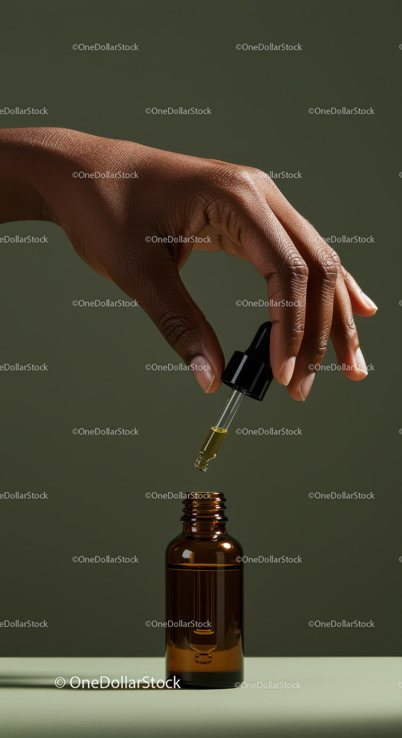 Zdrowe serum do skóry w bursztynowej szklanej butelce z kroplomierzem do naturalnej pielęgnacji skóry