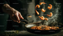 Cooking Shrimp Stir-Fry in a Black Skillet for Delicious Meal