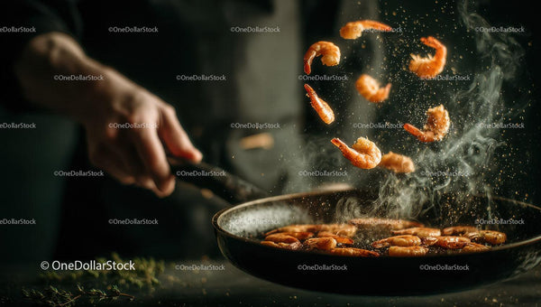 Cooking Shrimp Stir-Fry in a Black Skillet for Delicious Meal