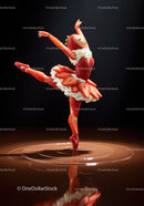 Creative strawberry ballerina dancing on chocolate surface