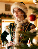Young woman in traditional winter attire indoors