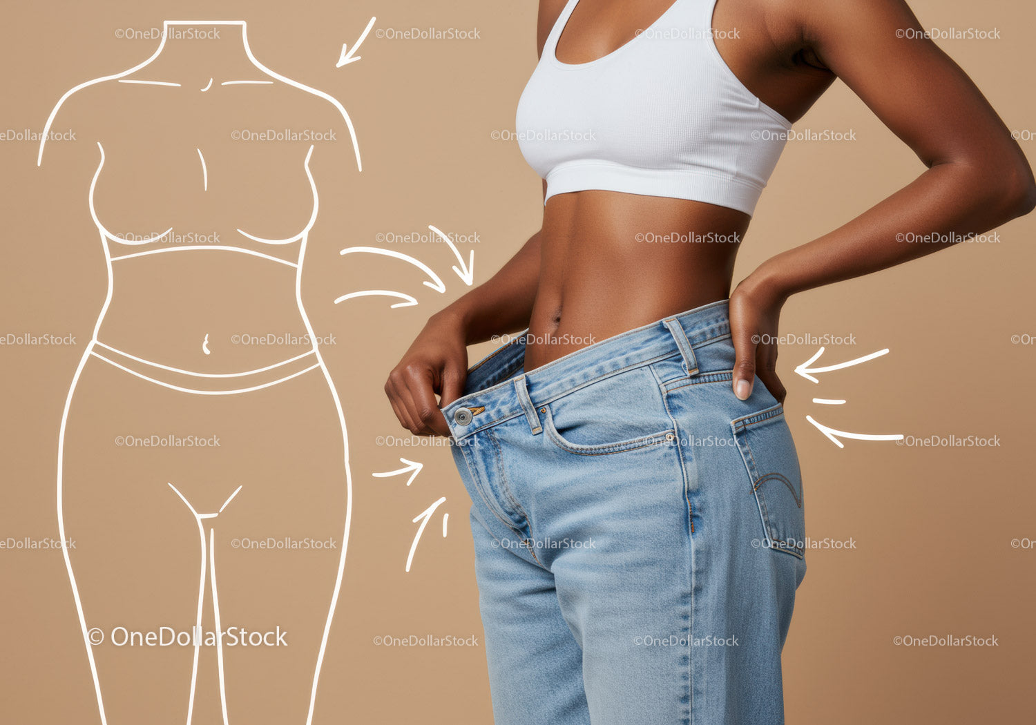 Young Woman Measuring Waist with Tape Measure for Fitness Progress