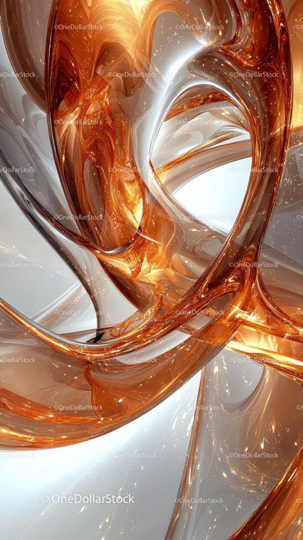 Futurystyczna Abstrakcyjna Sztuka Metaliczna z Dynamicznymi Zawijasami i Refleksami