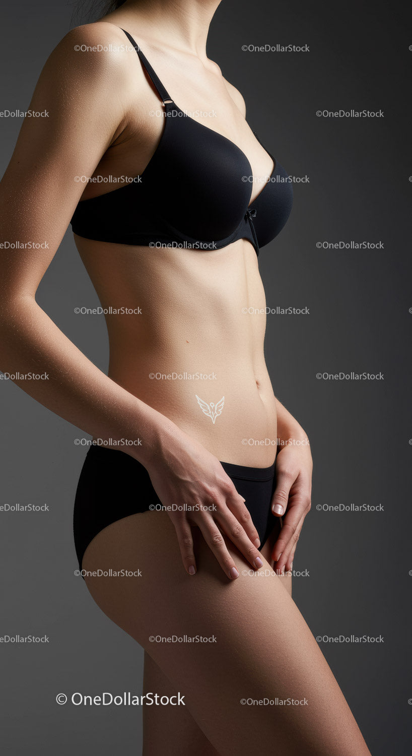 Elegant Black Lingerie Showcasing Toned Body and Confident Pose