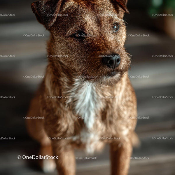 Adorable Brown Puppy Close-Up Portrait with Playful Expression