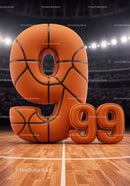 Large 3D Number 999 Made of Basketball Texture
