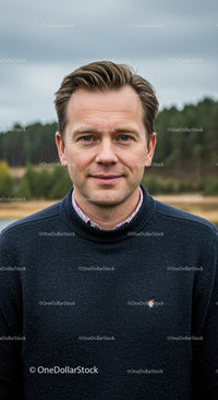 Handsome Man in Casual Sweater Outdoor Portrait