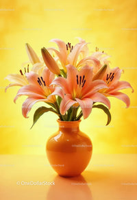 Beautiful Pink and Orange Lily Flower Bouquet in Vase