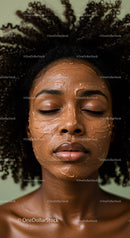 Young Woman Relaxing with Clay Face Mask in Spa Setting