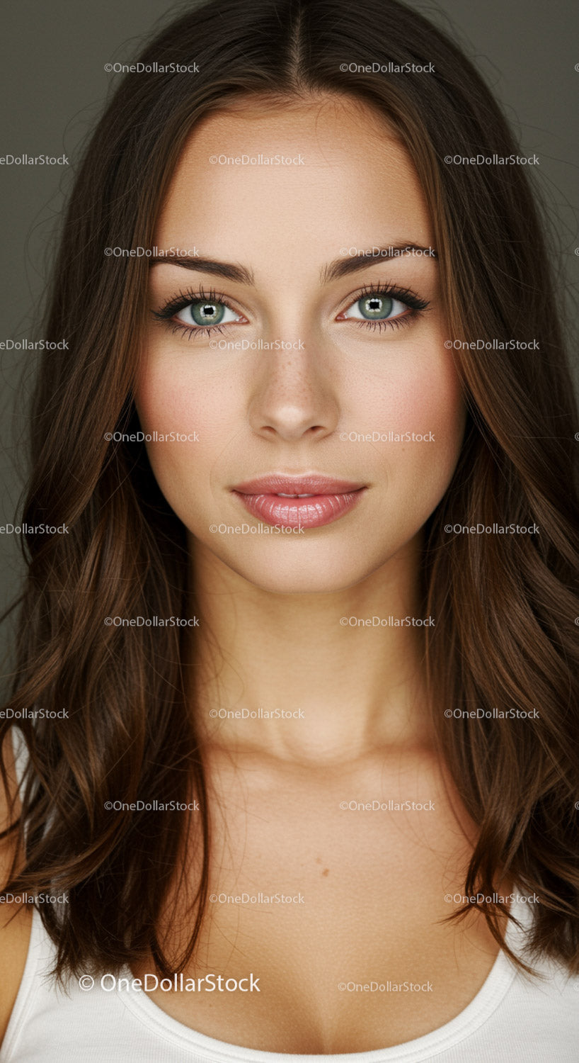 Elegant young woman with flawless skin and natural beauty