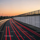 City Highway with Light Trails During Sunset in Urban Environment