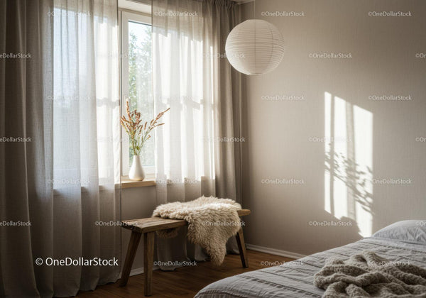 Cozy rustic bedroom corner with soft natural light