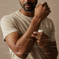 Man Applying Moisturizer with Skincare Product in Hand